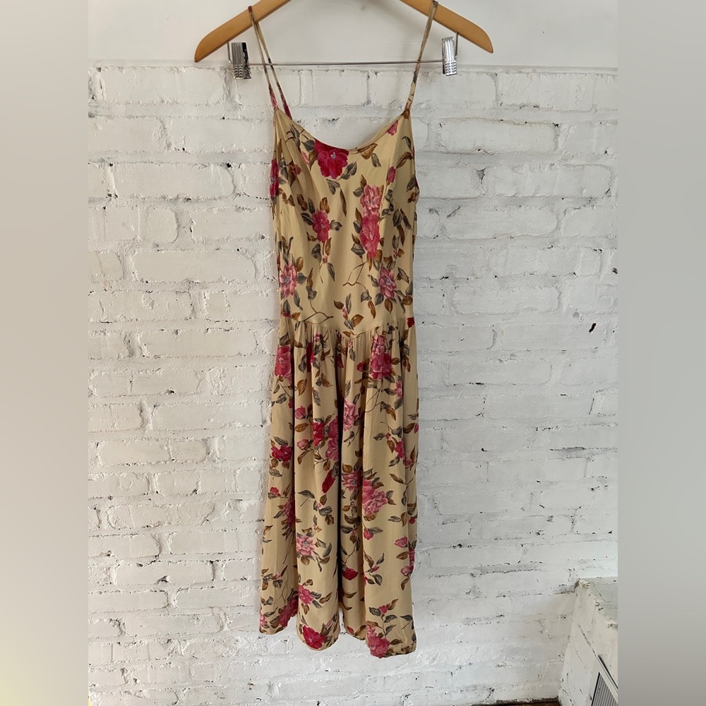 Vintage Dorothy Schoelen Designs Floral Midi Dress w/ Pockets Size 4 - Picture 10 of 12
